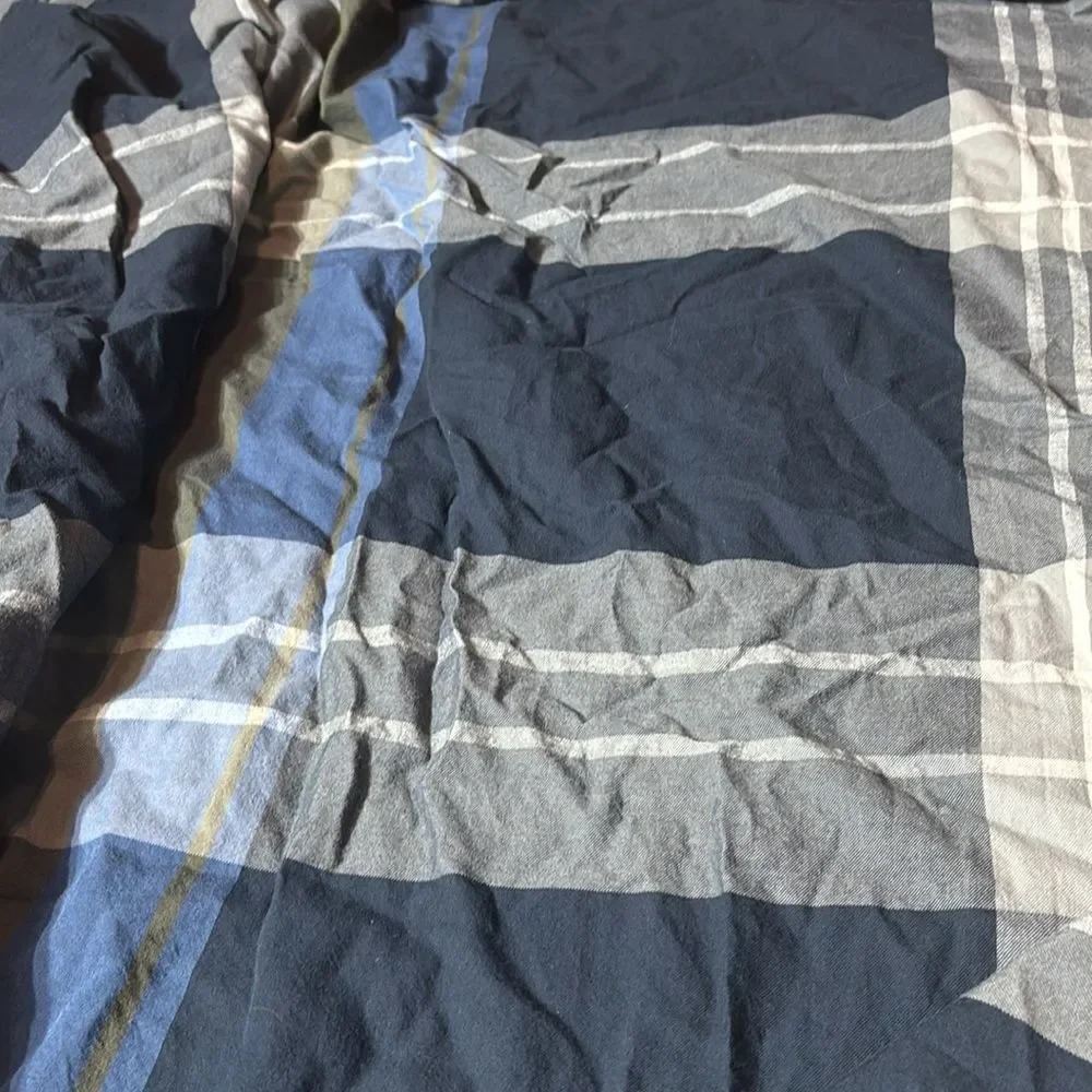 Pottery barn teen kids twin size duvet cover 100% cotton multicolor plaid‎
